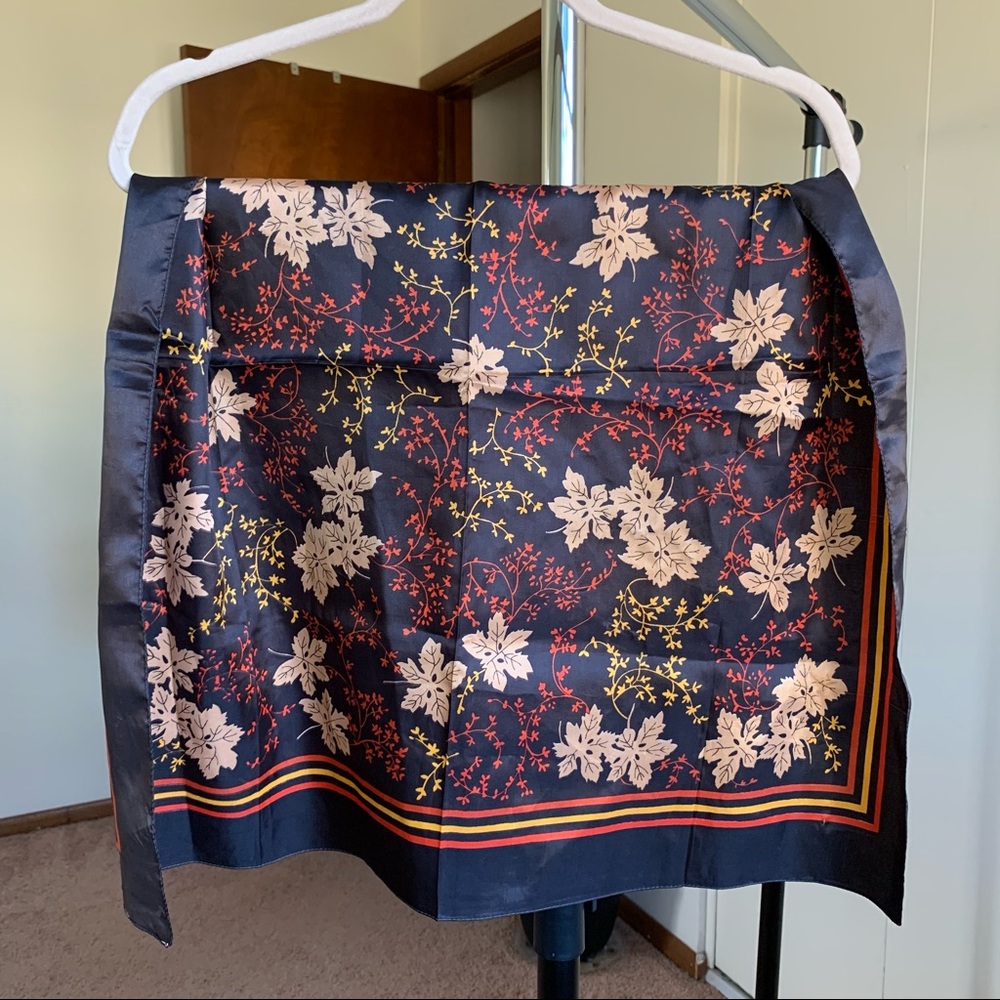 Fall Leaves Scarf Floral Black Orange Red